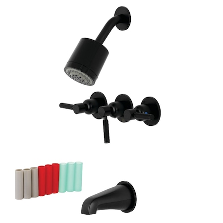 Tub And Shower Faucet, Matte Black, Wall Mount